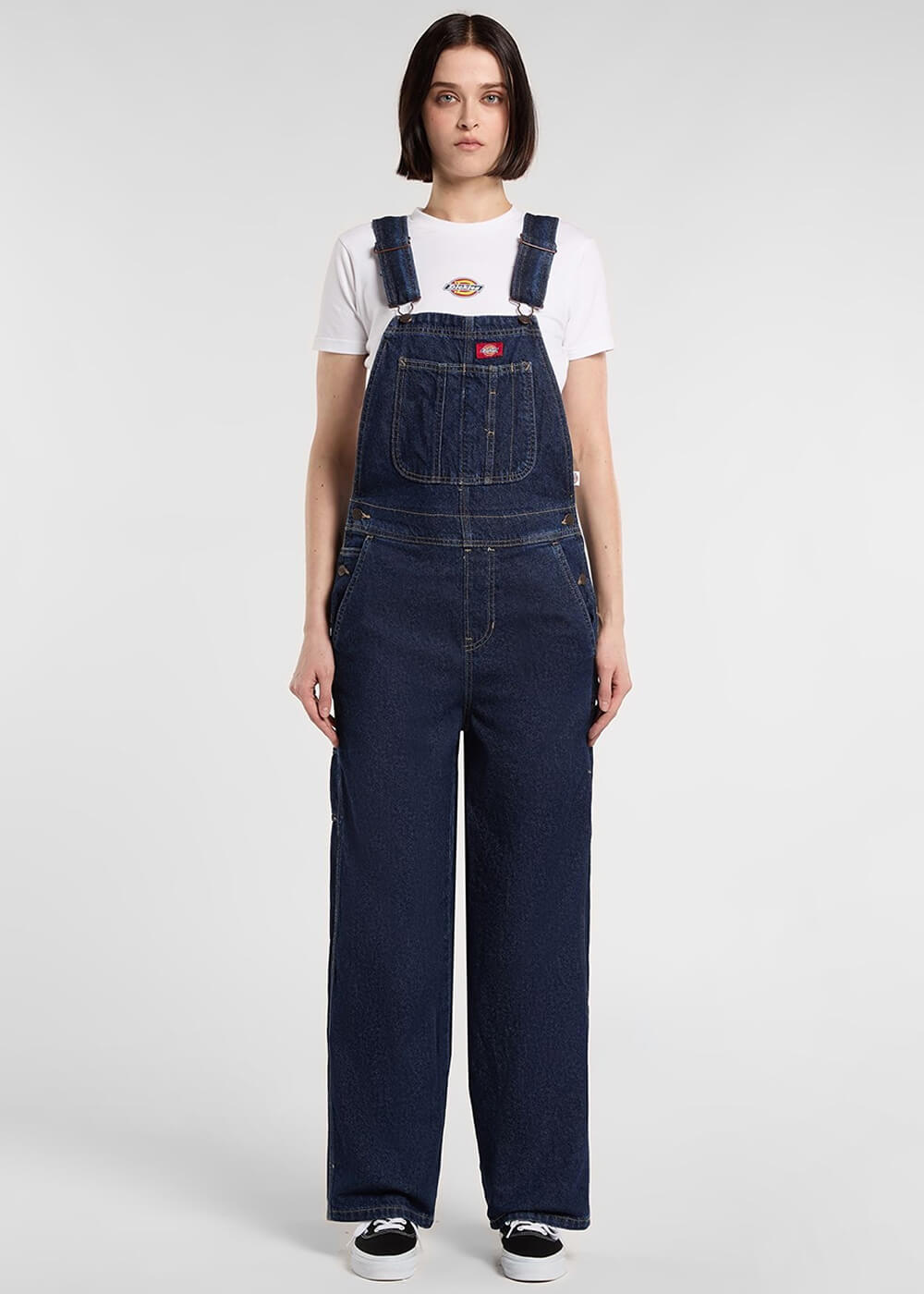 Dickies Women Loose Denim Bib Dungarees Dark Indigo - www.succubus.nl