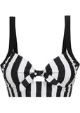 Collectif Beetle Stripe 60's Bikini Top Zwart Wit
