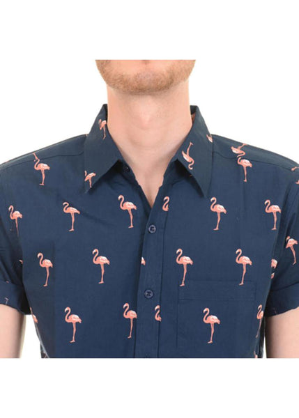Run and Fly Heren Flamingo Shirt Navy Succubus