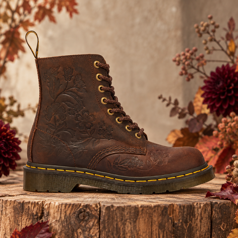 Fall Florals – Dr. Martens 1460 Pascal Emboss Floral Laarzen Donker Bruin