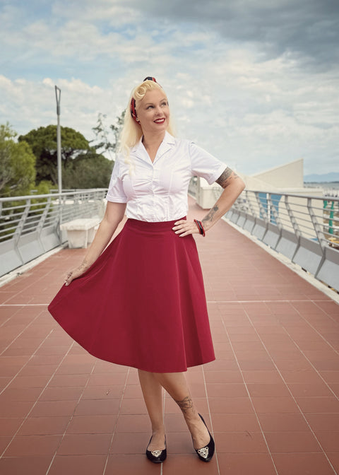 Succubus Clothing Roxie 40's A-Lijn Rok Chambray Blauw