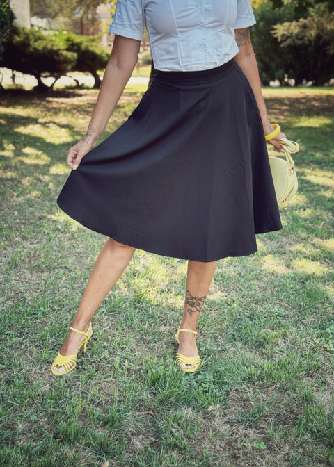 Succubus Clothing Roxie 40s A-Line Skirt Black