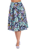 Banned Summer Bee Floral 50's Swing Rok Navy