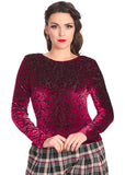 Banned Evening Rose 50's Top Burgundy