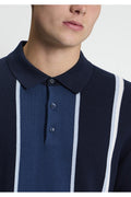 Ben Sherman Mod Stripe Gebreide Polo Donkerblauw – detail