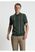 Ben Sherman Mod Stripe Gebreide Polo Flessengroen – voorkant gedragen