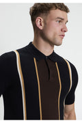 Ben Sherman Mod Stripe Gebreide Polo Zwart – detail
