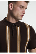 Ben Sherman Ivy Cable Gebreide Polo Donkerbruin – detail