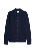 Ben Sherman Checkerboard Gebreid Overhemd Donkerblauw – productfoto
