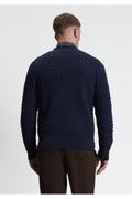 Ben Sherman Texture Gebreid Vest Donkerblauw – achterkant