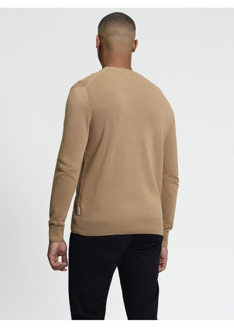 Ben Sherman Texture Front Trui Beige – achterkant