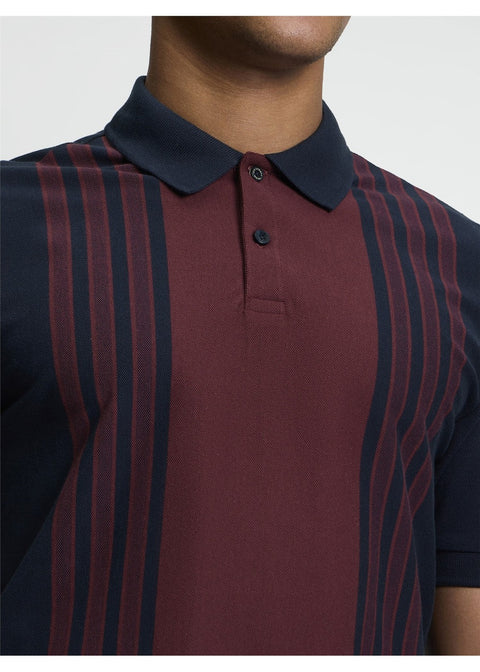 Ben Sherman Birdseye Stripe Polo Donkerblauw – detail