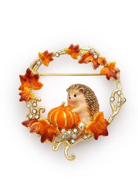 Bill Skinner Pumpkin Hedgehog Broche