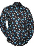 Chenaski Heren Dots & Spots 70's Overhemd Shirt Navy