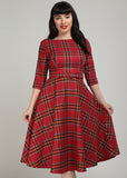 Collectif Suzanne Berry Check 50's Swing Jurk Rood