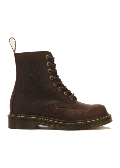 Dr. Martens 1460 Pascal Emboss Floral donkerbruin - zijaanzicht