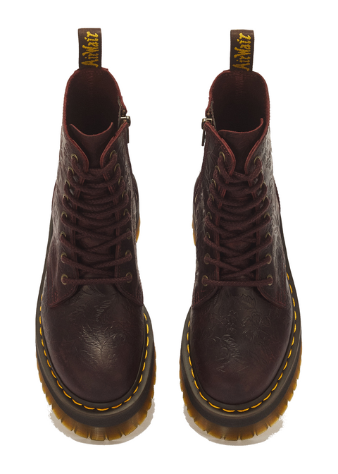 Dr. Martens Jadon Emboss Floral Cherry Red - bovenaanzicht