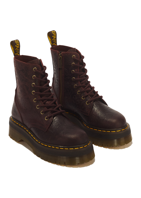 Dr. Martens Jadon Emboss Floral Cherry Red - vooraanzicht