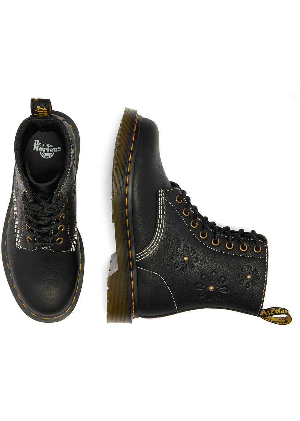 Dr. Martens 1460 Pascal Flower Leren Laarzen Zwart - www.succubus.nl