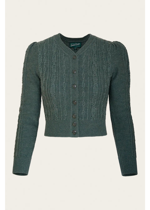 Emmy Design Ice Skater Merinowollen Cardigan Zeegroen Melange – aanvullende foto