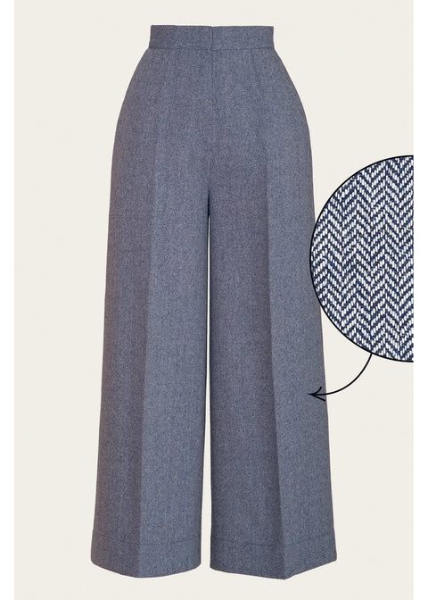 Emmy Design Palazzo Perfection Tweed Broek Midnight Ivoor – foto 1