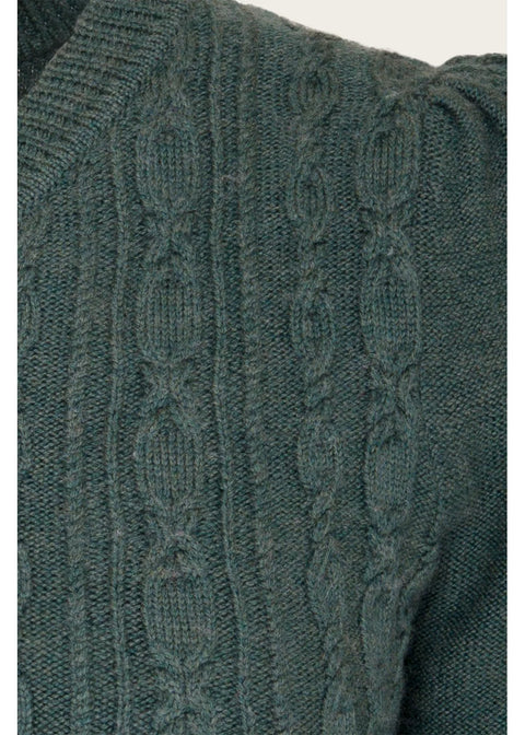 Emmy Design Ice Skater Merinowollen Cardigan Zeegroen Melange – foto 2