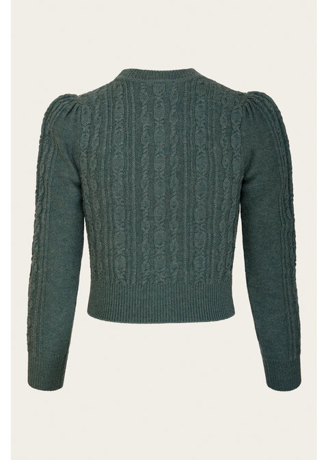 Emmy Design Ice Skater Merinowollen Cardigan Zeegroen Melange – foto 3