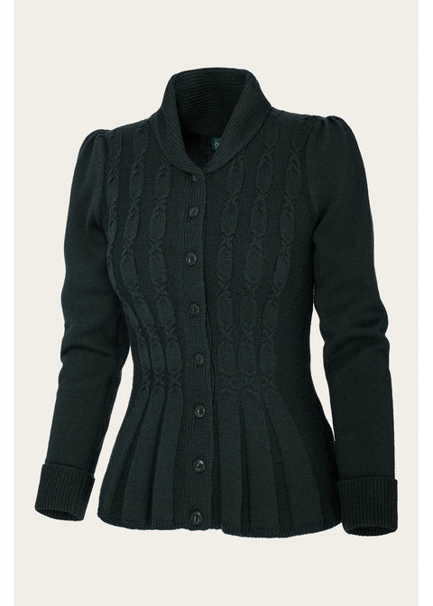 Emmy Design Screen Siren Merinowollen Cardigan Donker Flessengroen – foto 1