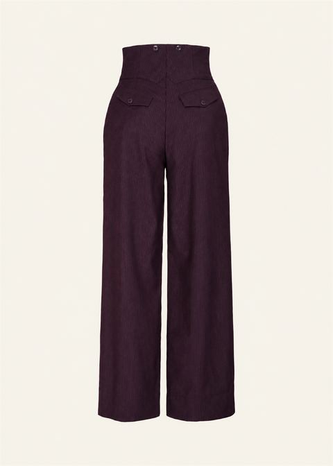 Emmy Design Miss Fancy Pants Krijtstreep Broek Pruim – achterkant