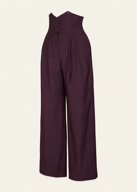 Emmy Design Miss Fancy Pants Krijtstreep Broek Pruim – zijaanzicht