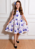 Hearts & Roses Kids Cathy  Floral Swing Jurk Wit Blauw