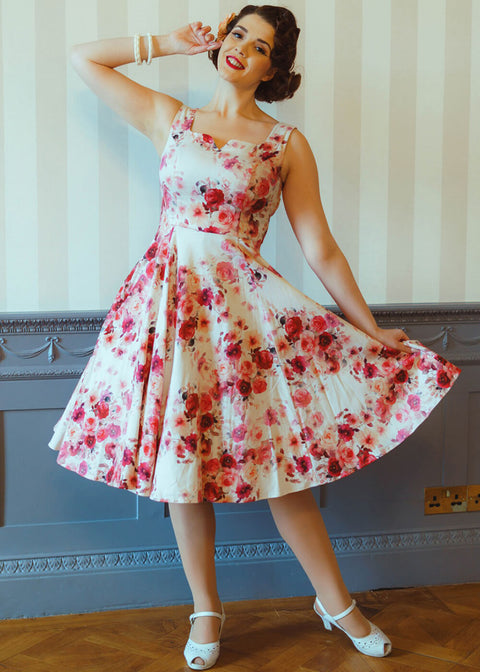 pink audrey hepburn dress Crew Neck Inspired Vintage Dress, Pink / S Brianna named the Audrey A Breakfast at Tiffany's - Audrey
