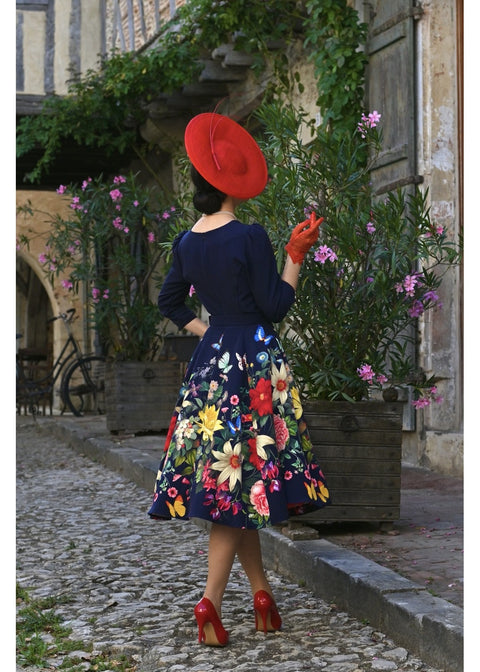 Hearts & Roses Mariposa Garden Swing Jurk Navy - foto 3