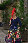 Hearts & Roses Mariposa Garden Swing Jurk Navy - foto 5