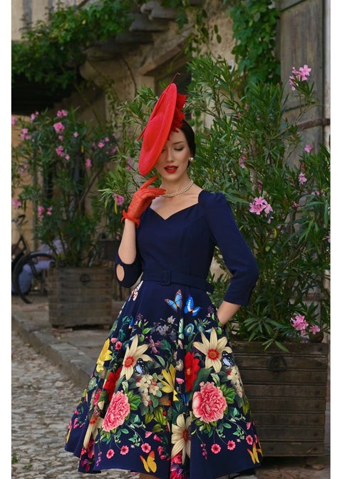 Hearts & Roses Mariposa Garden Swing Jurk Navy - foto 5