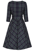 Hearts & Roses Cece Tartan Swing Jurk Navy - foto 6