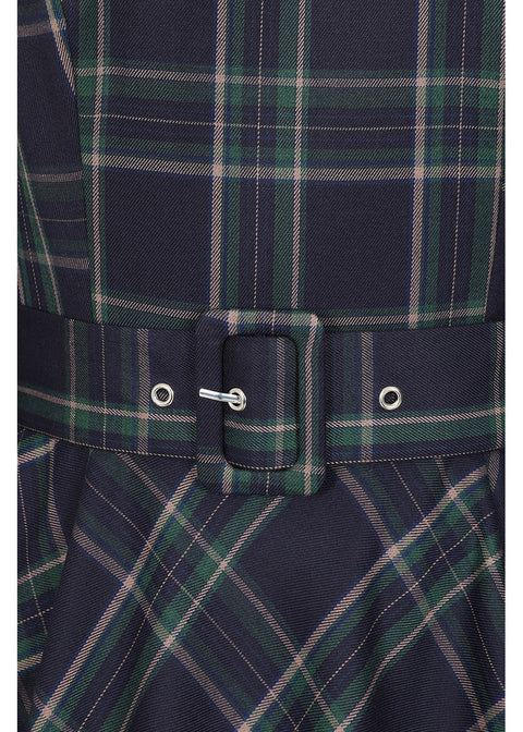 Hearts & Roses Cece Tartan Swing Jurk Navy - foto 7