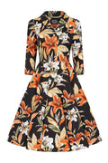 Hearts & Roses Lilia Floral Swing Jurk Zwart - foto 1