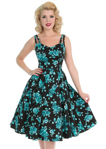 Hearts Roses Rosacea 50s Swing Mekko Musta