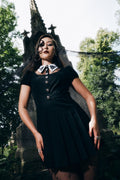 Hell Bunny Elizabeth Cathedral Mini Jurk Zwart Wit – campagnefoto 9