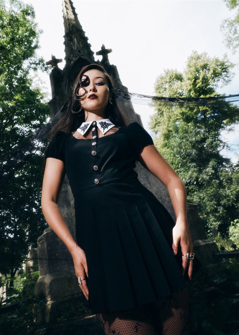 Hell Bunny Elizabeth Cathedral Mini Jurk Zwart Wit – campagnefoto 9