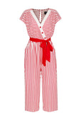 Hell Bunny Ahoy Stripe 40's Jumpsuit Rood