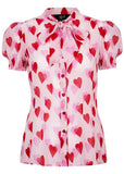 Hell Bunny Aphrodite Hearts 40's Blouse Roze