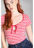 Hell Bunny Kit Stripe 50's Top Rood
