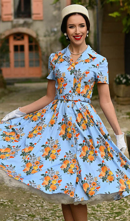 Succubus Clothing Rosie Denim 50 Luvun Swing Mekko Laivastonsininen