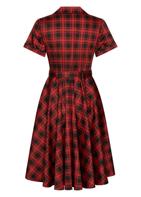 Succubus Clothing Lucy Rogue Tartan 50's Swing Jurk Rood Zwart