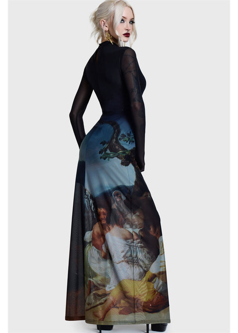 Killstar Witches' Sabbath Maxi Jurk Multi – achteraanzicht op model