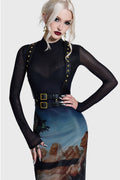 Killstar Witches' Sabbath Maxi Jurk Multi – detail van styling met losse harness