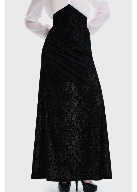 Killstar Daemon's Curse Maxi Rok Zwart – vooraanzicht van de maxi rok