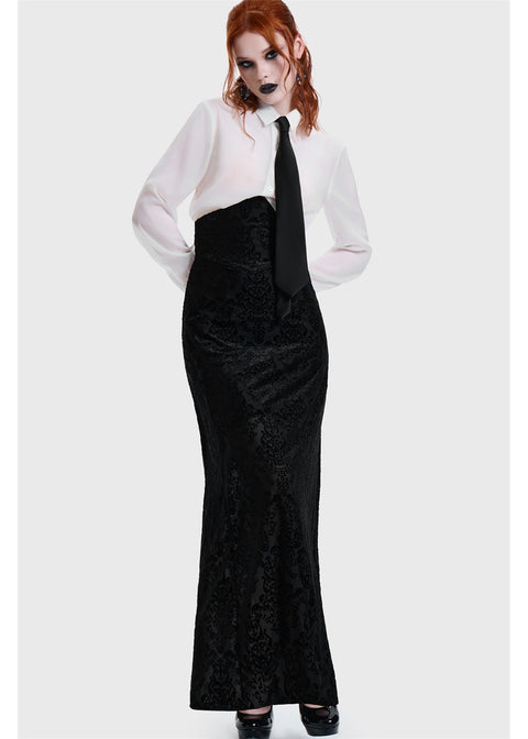 Killstar Daemon's Curse Maxi Rok Zwart – volledig vooraanzicht op model